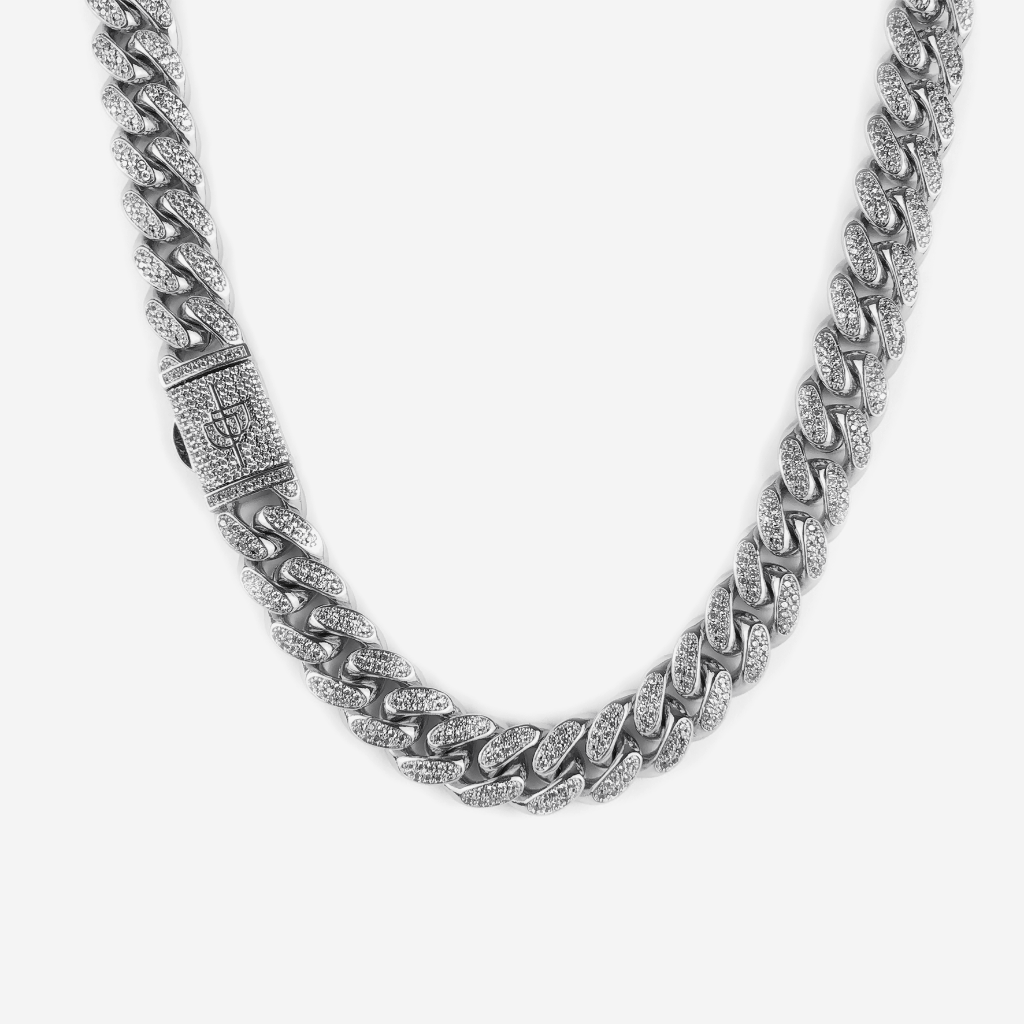 Iced out white gold best sale chain