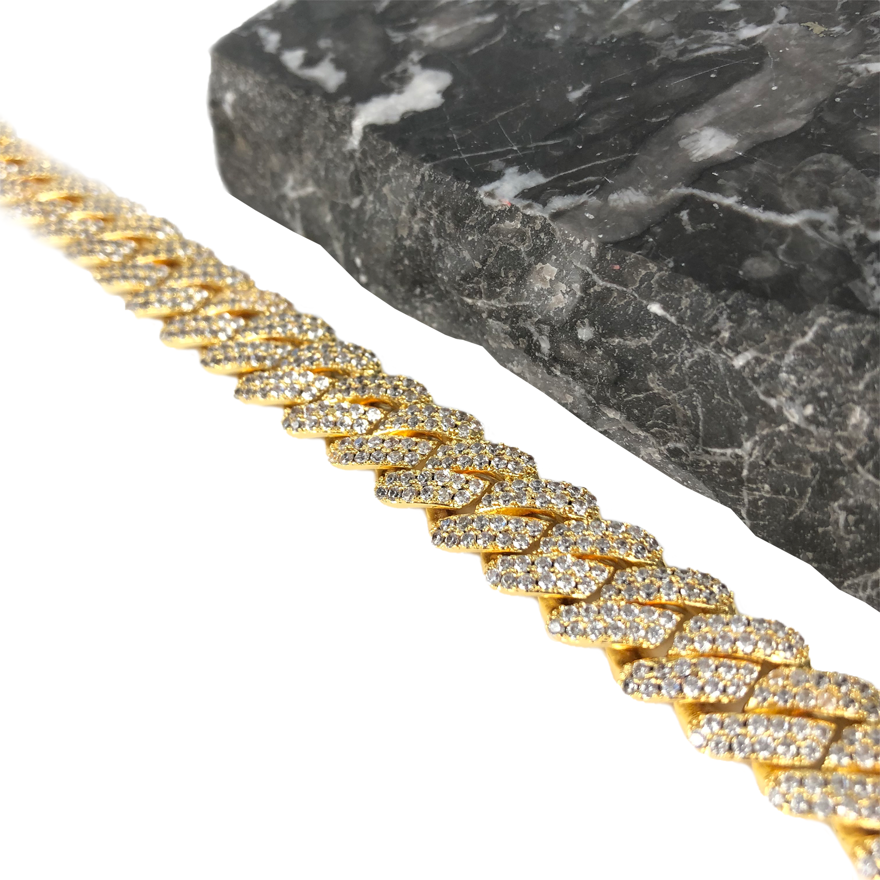 12MM PRONG CUBAN LINK BRACELET [WHITE | YELLOW] GOLD - ICED DRIP JEWELRY 