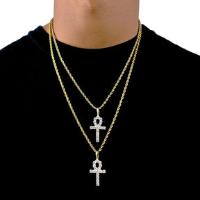 ICED DRIP ANKH [WHITE | YELLOW | ROSE'] GOLD - ICED DRIP JEWELRY 