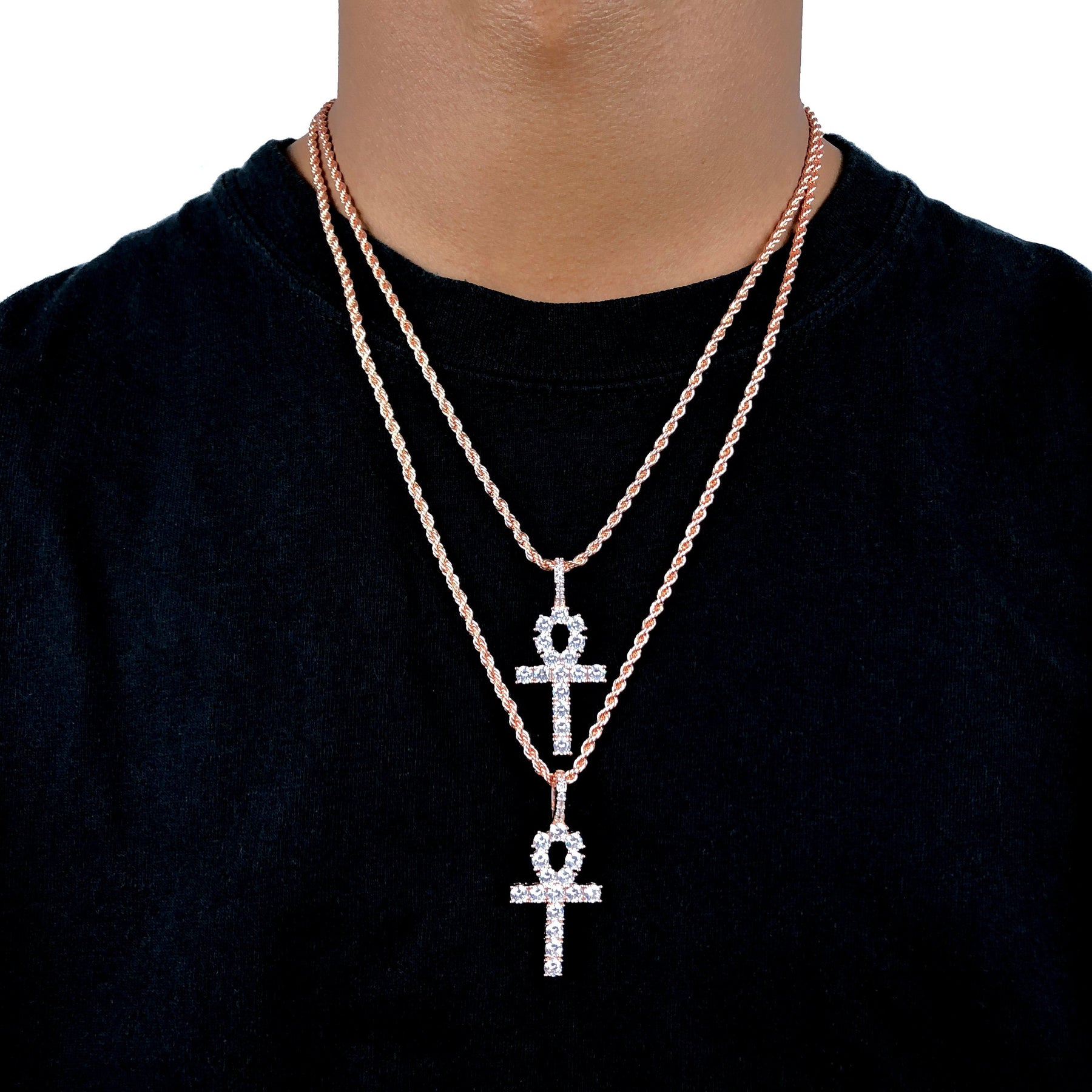 ICED DRIP ANKH [WHITE | YELLOW | ROSE'] GOLD - ICED DRIP JEWELRY 