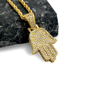 ICED DRIP NEW HAMSA [WHITE | YELLOW] GOLD - ICED DRIP JEWELRY 