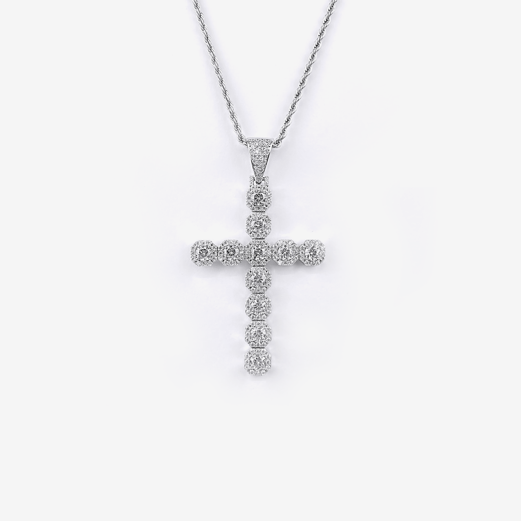 ICED DRIP BIG CLUSTER CROSS [WHITE] GOLD - ICED DRIP JEWELRY 