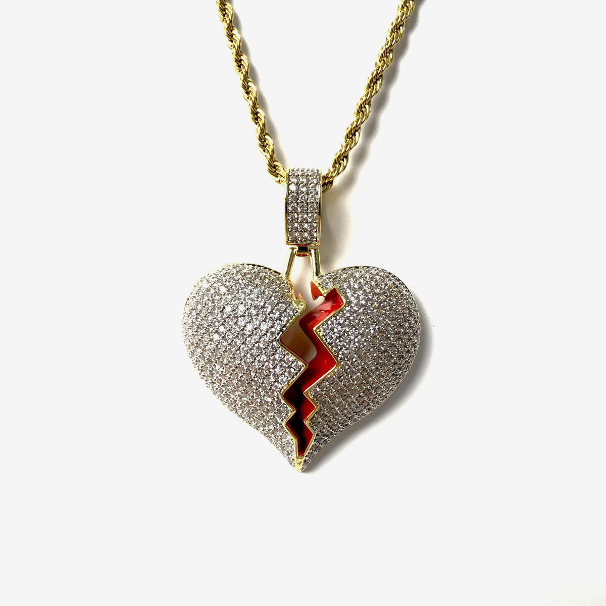 ICED DRIP BROKEN HEART [WHITE | YELLOW] GOLD - ICED DRIP JEWELRY 