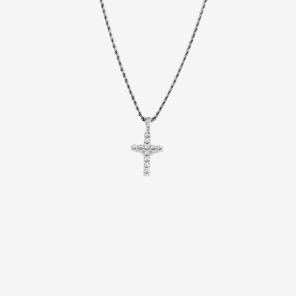 ICED DRIP FLEX CROSS PENDANT [WHITE] - ICED DRIP JEWELRY 