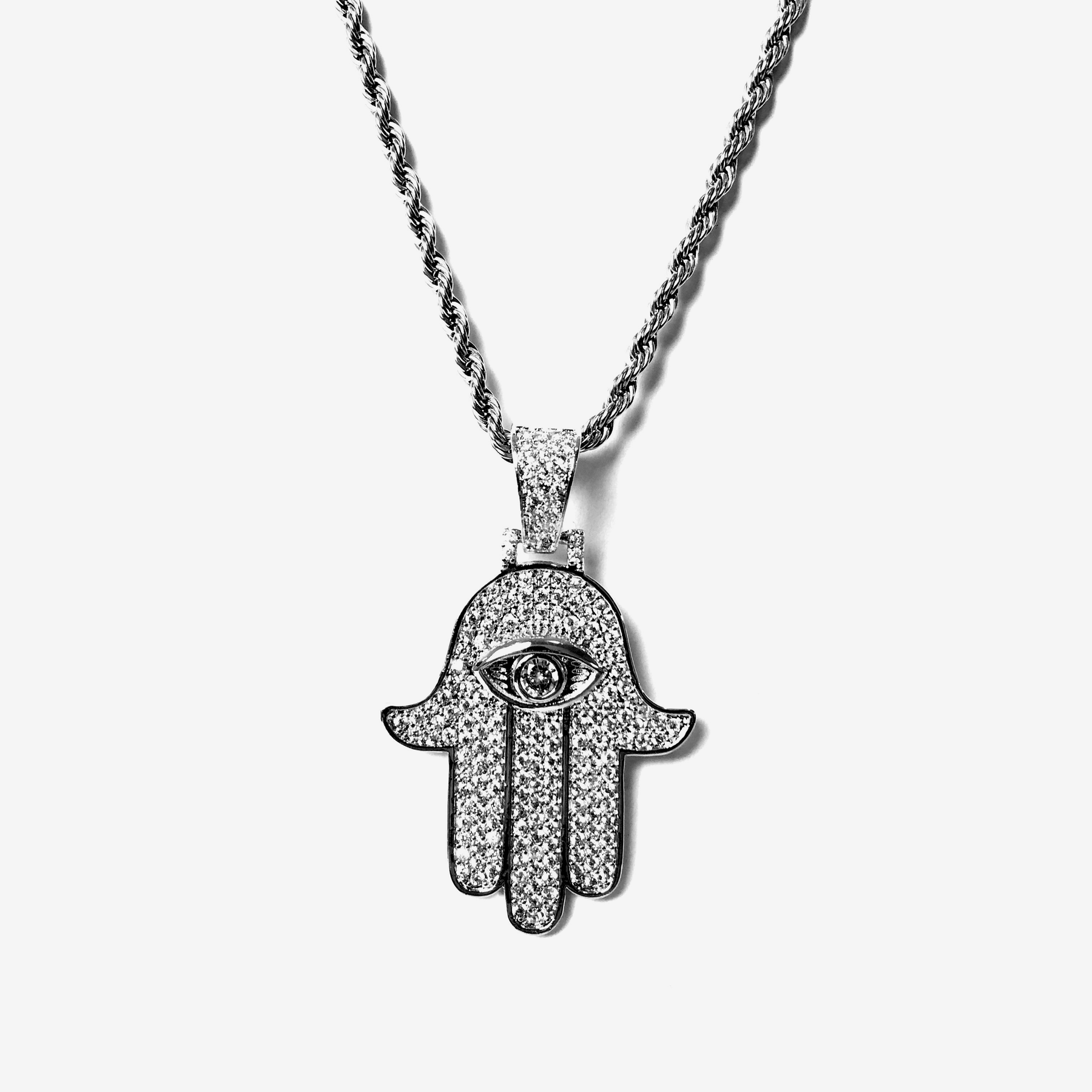 ICED DRIP HAMSA [WHITE | YELLOW] GOLD - ICED DRIP JEWELRY 