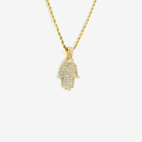 ICED DRIP MINI HAMSA [WHITE | YELLOW] GOLD - ICED DRIP JEWELRY 