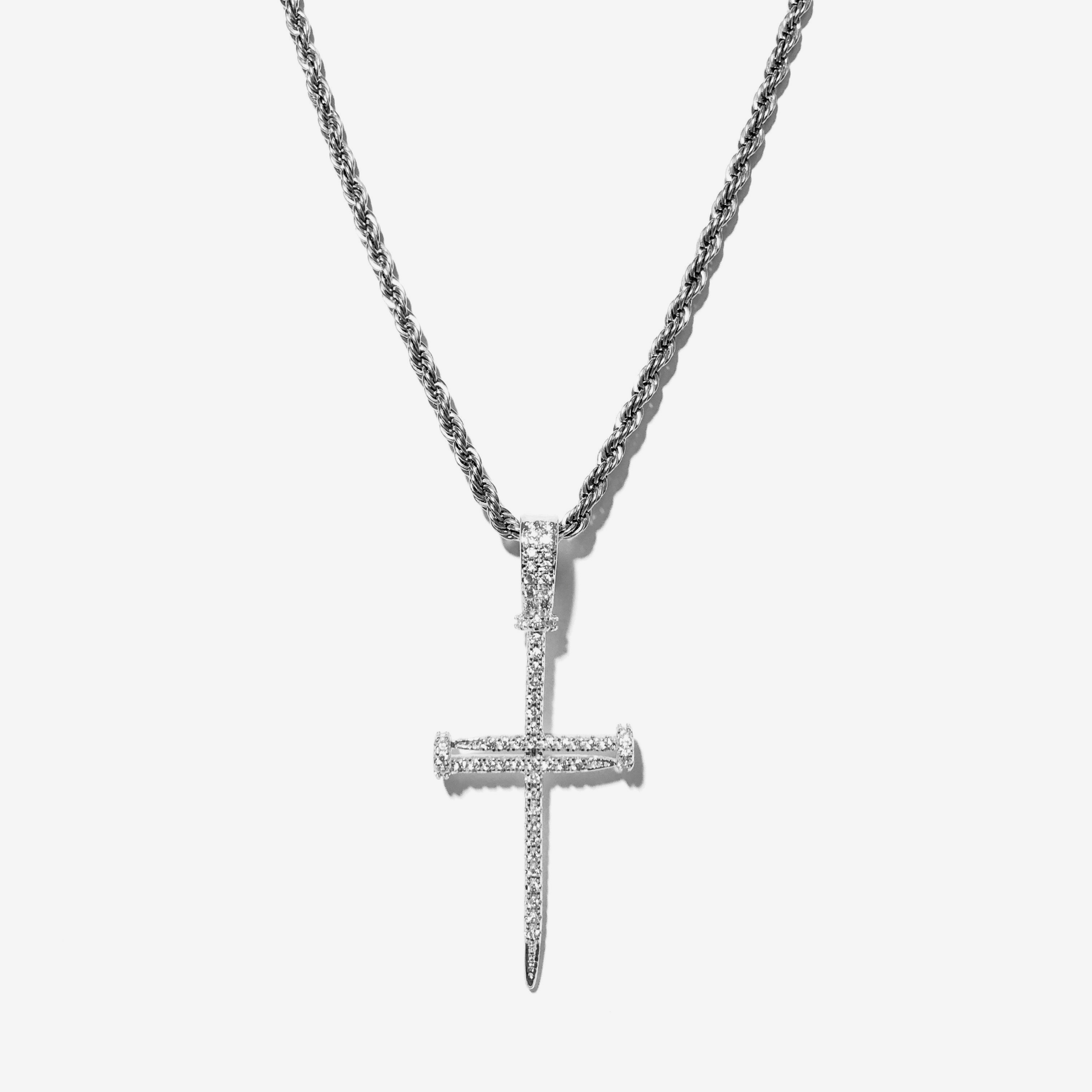 Iced drip online cross white gold