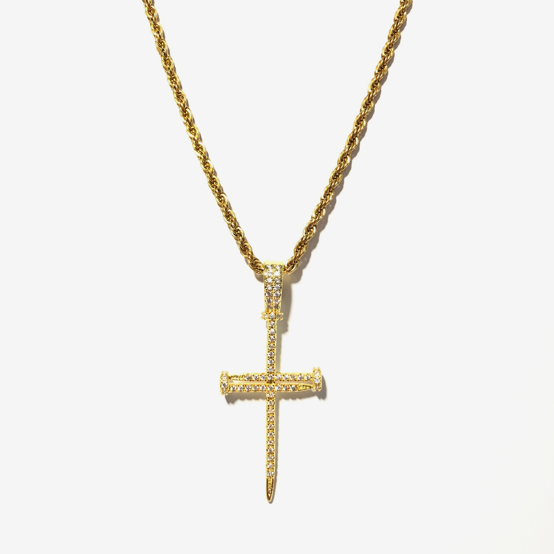 ICED DRIP NAIL CROSS [WHITE | YELLOW] GOLD - ICED DRIP JEWELRY 