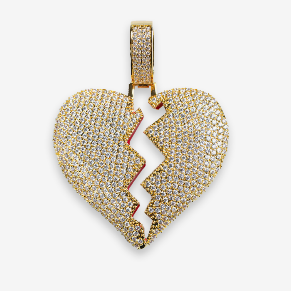 ICED DRIP NEW BROKEN HEART [WHITE | YELLOW] GOLD - ICED DRIP JEWELRY 