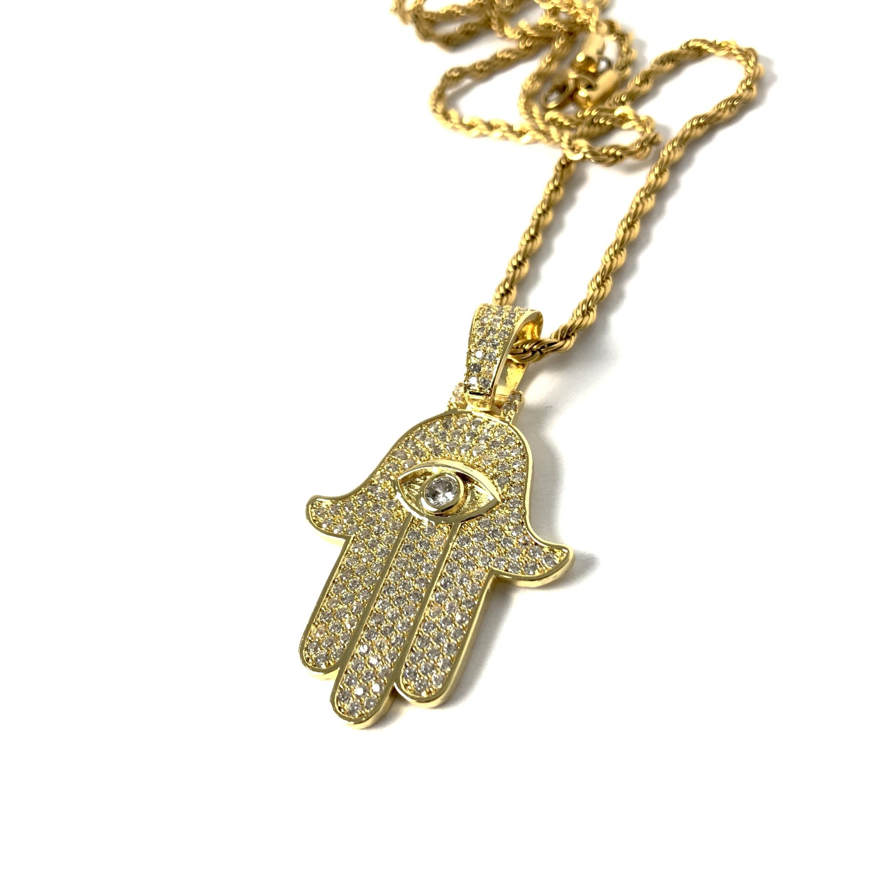 ICED DRIP HAMSA [WHITE | YELLOW] GOLD - ICED DRIP JEWELRY 