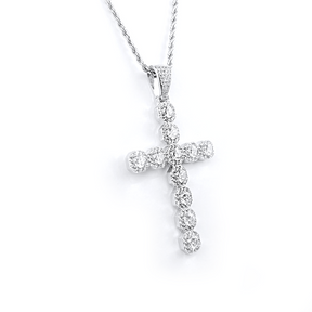 ICED DRIP BIG CLUSTER CROSS [WHITE] GOLD - ICED DRIP JEWELRY 