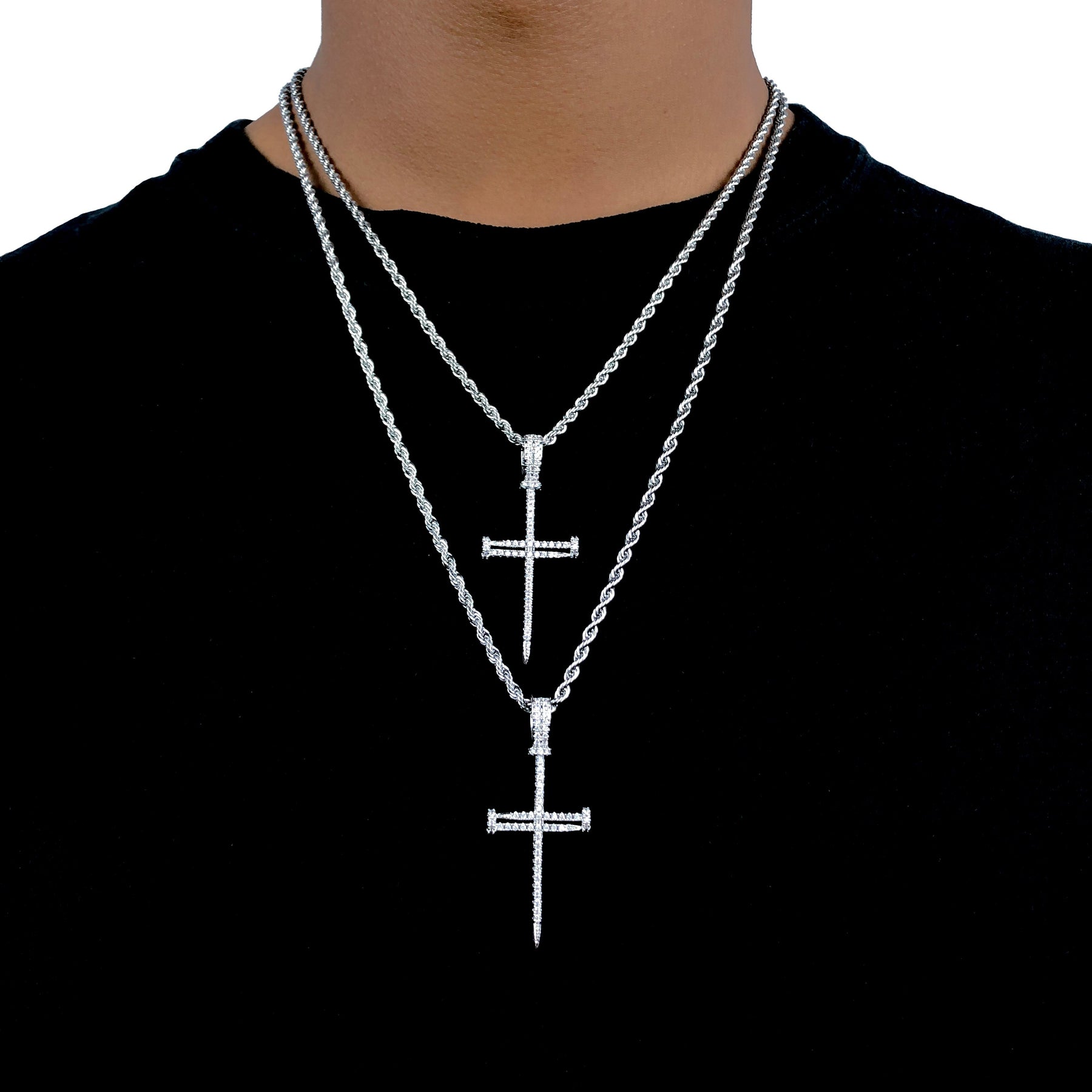 ICED DRIP NAIL CROSS [WHITE | YELLOW] GOLD - ICED DRIP JEWELRY 