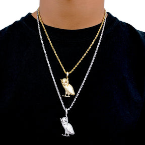 ICED DRIP WISE OWL [WHITE | YELLOW] GOLD - ICED DRIP JEWELRY 